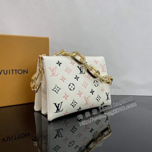 Lv路易威登2023專櫃新款Coussin BB手袋 LV羊皮粗鏈條單肩斜挎包 M22954 ydh5250